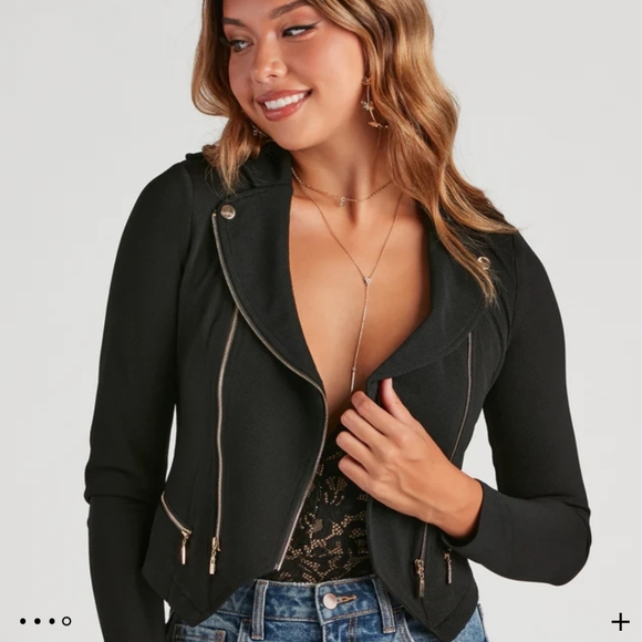 EUC Windsor Black Women's Moto Jacket Size Small - Picture 1 of 4